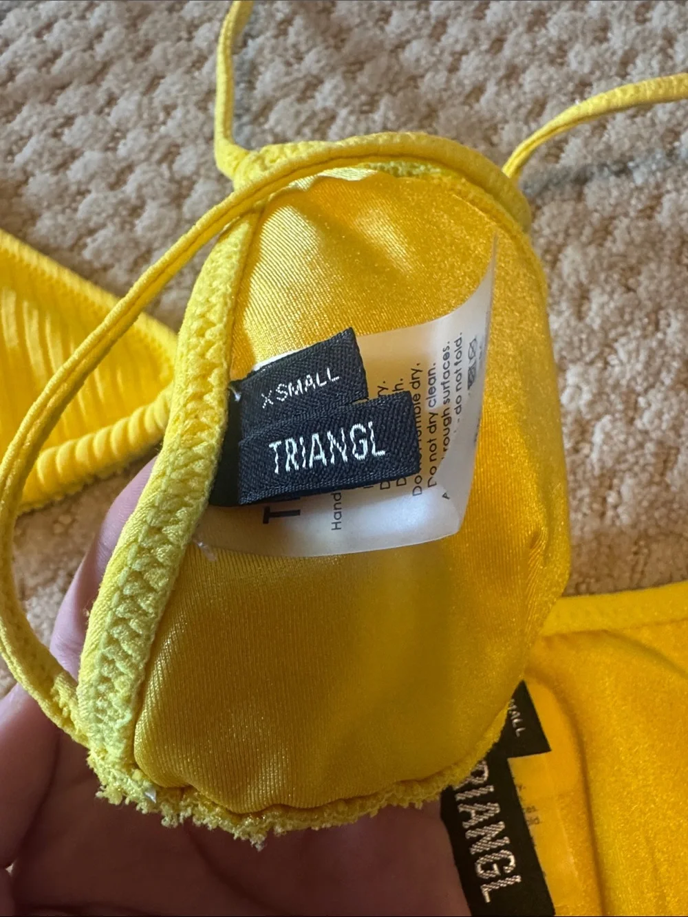 triangl swimwear Bright Yellow Ribbed Triangle Bikini Set